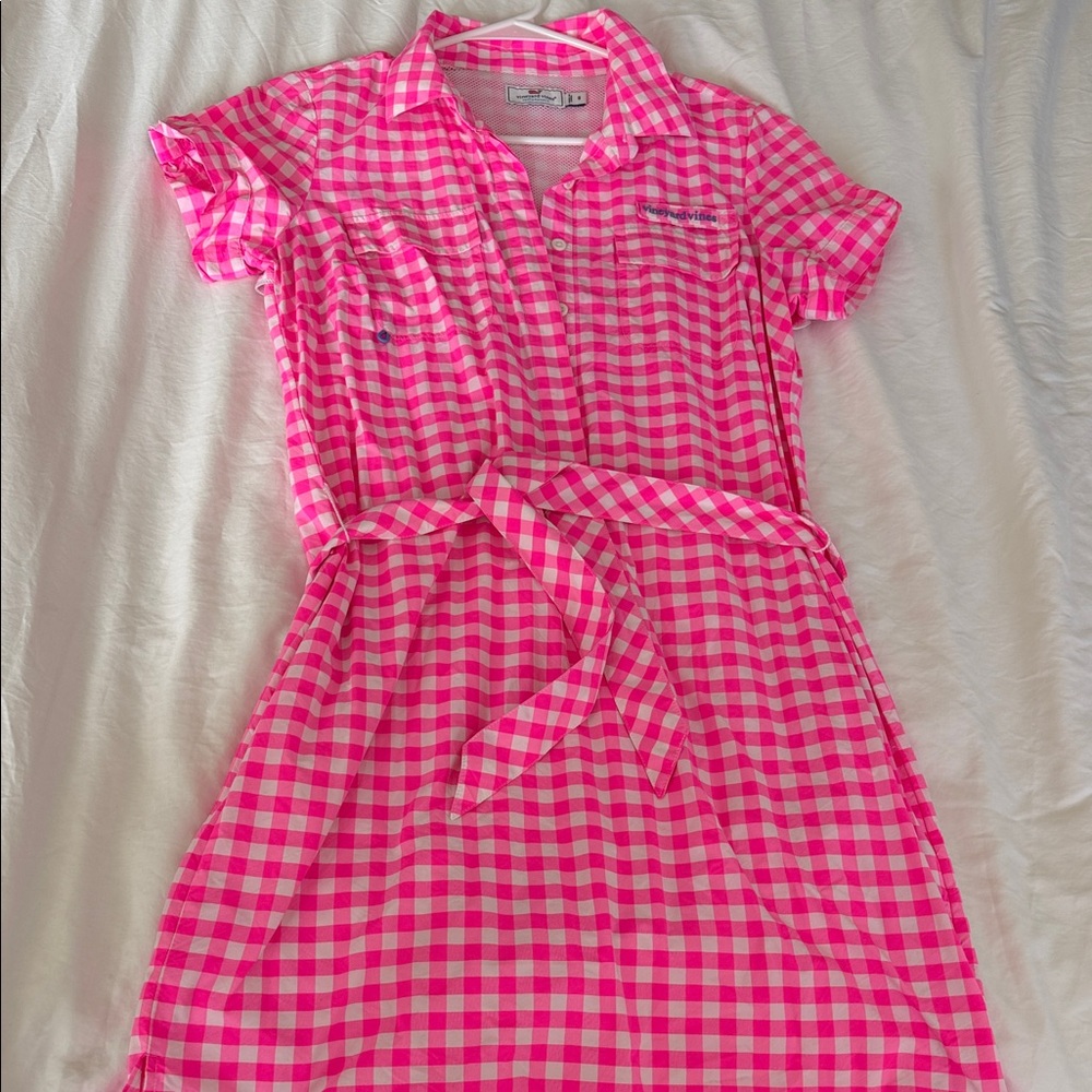 Vineyard Vines Pink Gingham Dress performance fabric - Picture 2 of 5